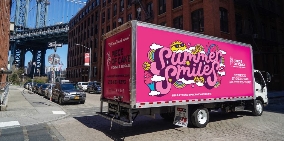 Summer Smiles NYC - Piece of Cake Moving & Storage truck with ice creams