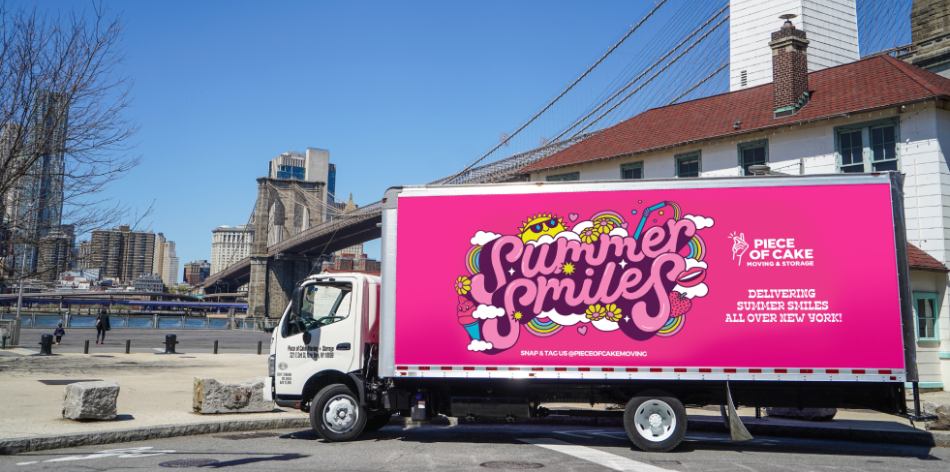 Summer Smiles NYC - Piece of Cake Moving & Storage truck with ice creams