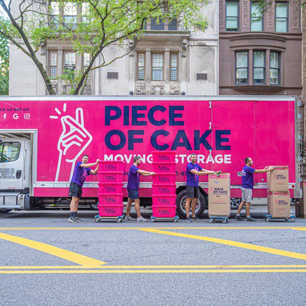 Piece-of-Cake-Movers-in-NYC-with-large-pink-truck