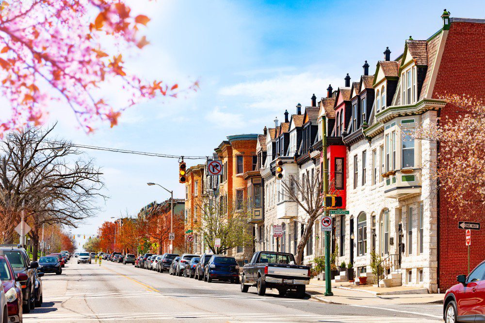 Baltimore,Streets,In,Spring,,Maryland,,Usa