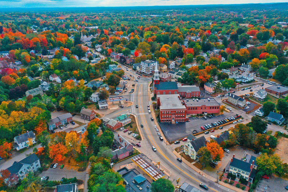 Aerial,Drone,Photography,Of,Downtown,Dover,,Nh,(new,Hampshire),During