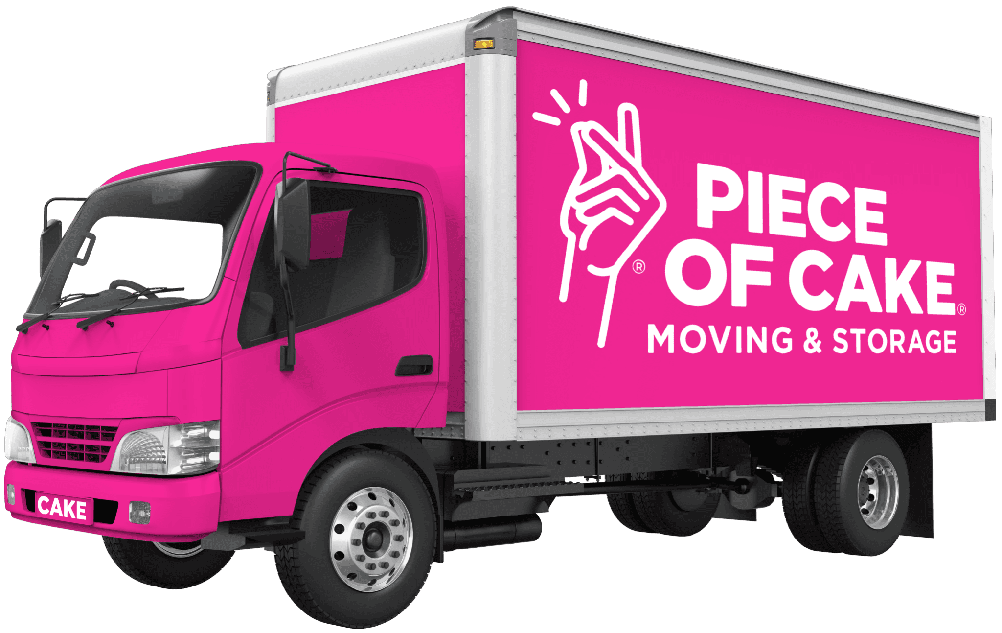 Pink Piece of Cake Moving & Storage truck